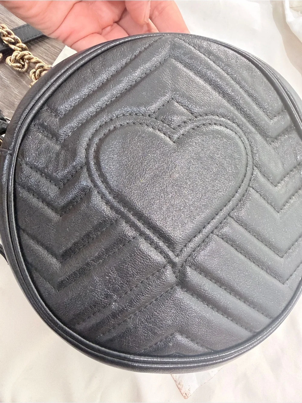 Gucci Black GG Marmont Round Crossbody - Picture 3 of 8